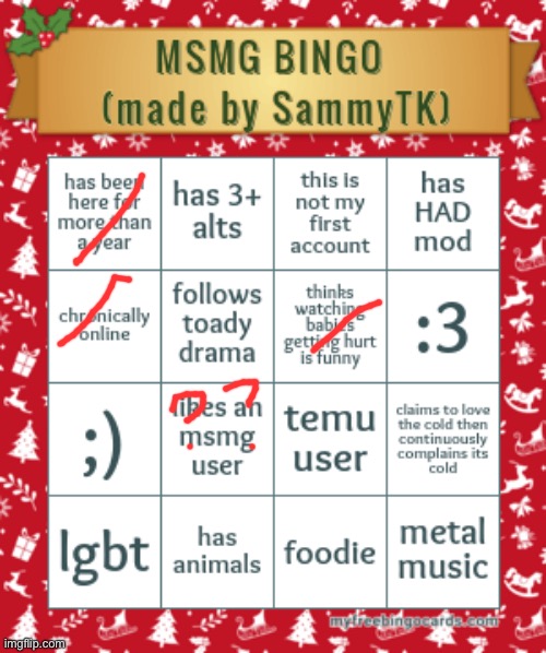 bruh why is it a 4x4 | image tagged in sam's msmg bingo | made w/ Imgflip meme maker