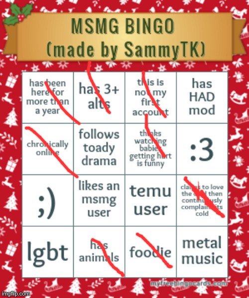 image tagged in sam's msmg bingo | made w/ Imgflip meme maker