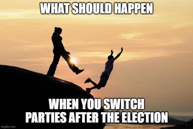 traitor | WHAT SHOULD HAPPEN; WHEN YOU SWITCH PARTIES AFTER THE ELECTION | image tagged in traitor | made w/ Imgflip meme maker