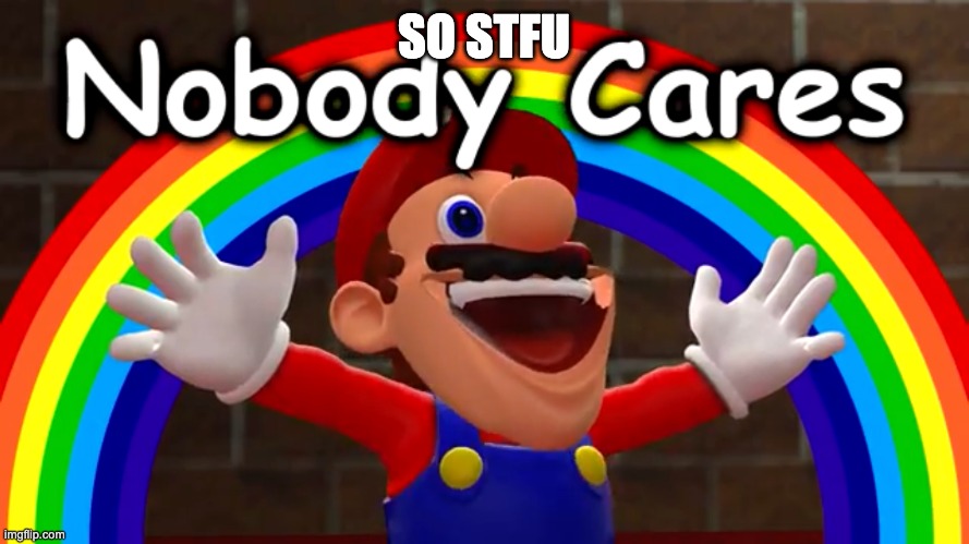 Nobody Cares | SO STFU | image tagged in nobody cares | made w/ Imgflip meme maker
