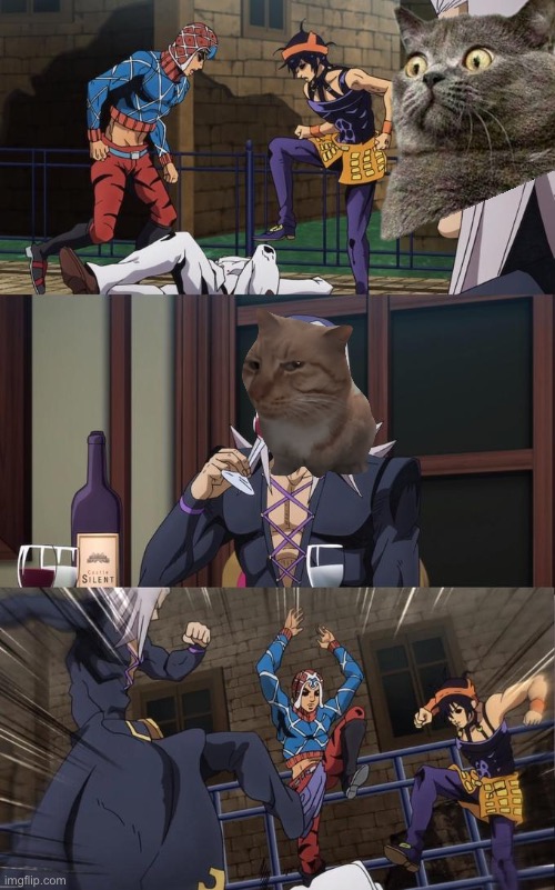 image tagged in abbacchio joins the kicking | made w/ Imgflip meme maker