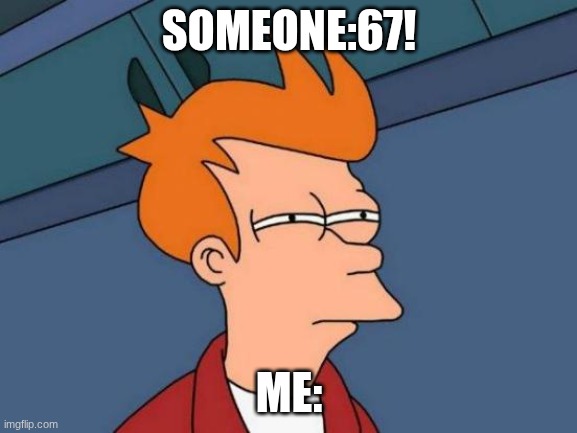 67 crashout | SOMEONE:67! ME: | image tagged in memes,futurama fry | made w/ Imgflip meme maker