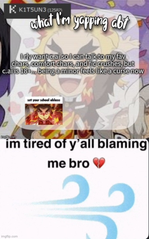 image tagged in im tired of yall blaming me bro | made w/ Imgflip meme maker