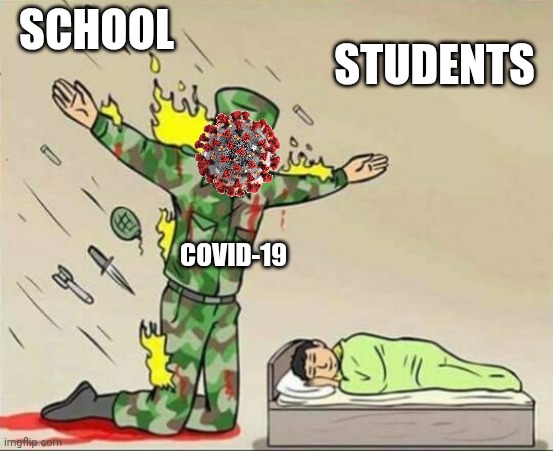 These days were horrible, but had some good stuff, who else remembers | STUDENTS; SCHOOL; COVID-19 | image tagged in soldier protecting sleeping child,2020 | made w/ Imgflip meme maker