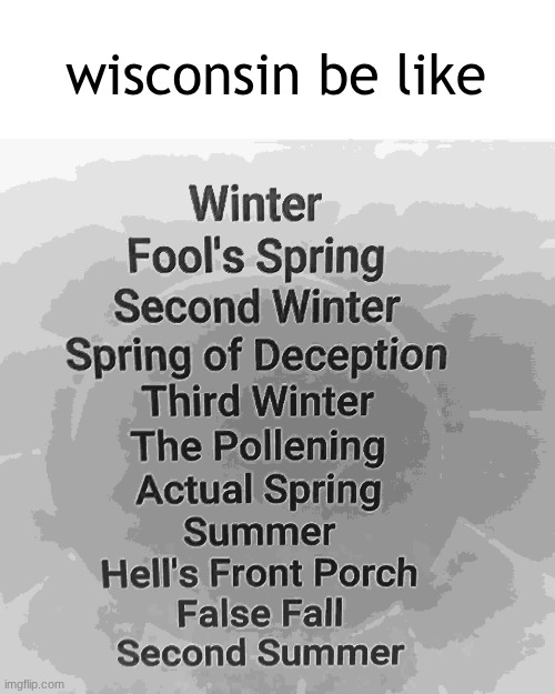 wisconsin be like | wisconsin be like | image tagged in midwest be like | made w/ Imgflip meme maker