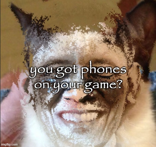 Cat obama | you got phones on your game? | image tagged in cat obama | made w/ Imgflip meme maker