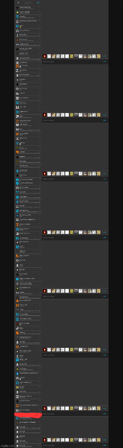 memechat reveal (the one I crossed out is bc I screenshotted oakley twice) | made w/ Imgflip meme maker