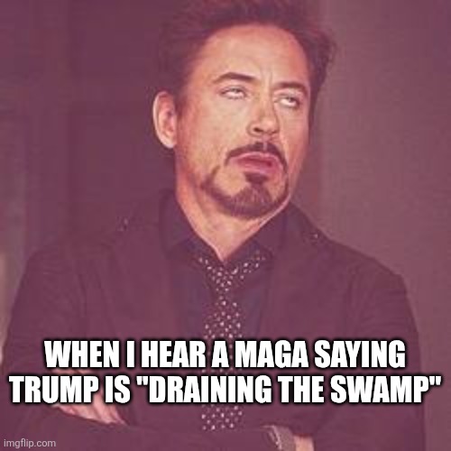 Orange swamp monster | WHEN I HEAR A MAGA SAYING TRUMP IS "DRAINING THE SWAMP" | image tagged in donald trump,maga,jeffrey epstein,epstein,venezuela,trump bill signing | made w/ Imgflip meme maker