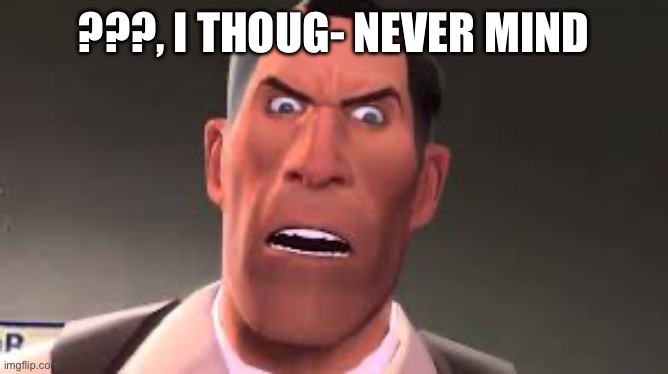 Confused Medic | ???, I THOUG- NEVER MIND | image tagged in confused medic | made w/ Imgflip meme maker
