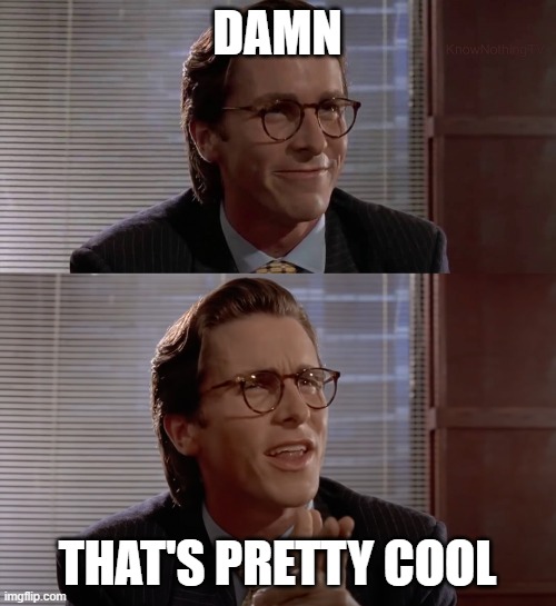 DAMN THAT'S PRETTY COOL | image tagged in impressive very nice | made w/ Imgflip meme maker