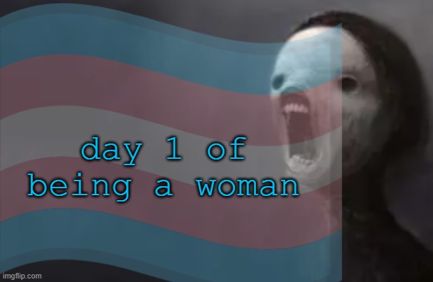 void lazy | day 1 of being a woman | image tagged in void lazy | made w/ Imgflip meme maker