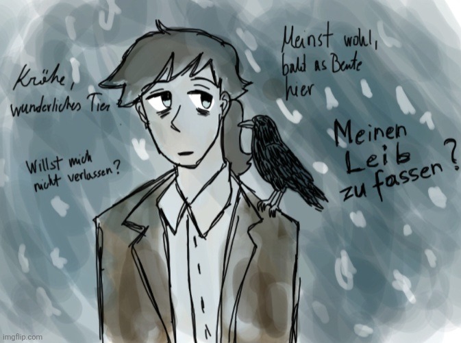 I love this lied (Winterreise, 15. Die Krähe) | image tagged in dea,drawing,classical music | made w/ Imgflip meme maker