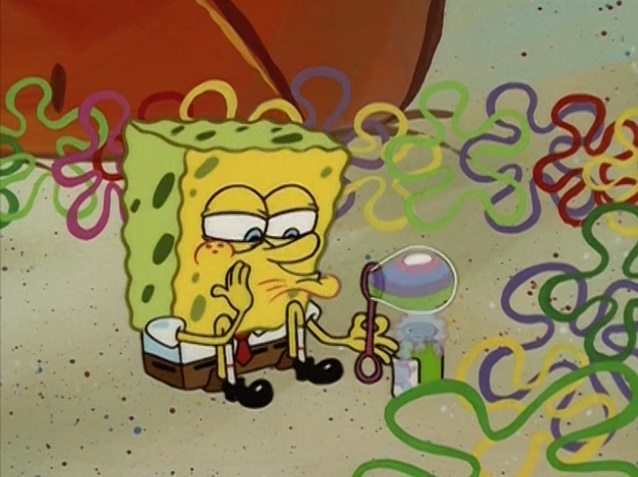 spongebob blows a bubble Blank Meme Template