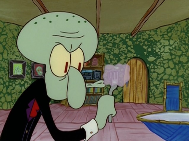 squidward blows a bubble Blank Meme Template