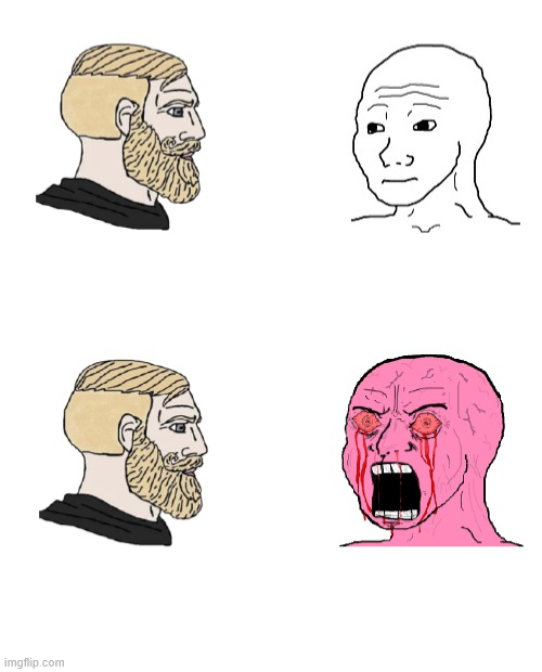 Chad and Angry Wojak Blank Meme Template
