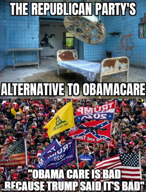 Confederate flags..."BUT CLINTON HAD A ___" | "OBAMA CARE IS BAD BECAUSE TRUMP SAID IT'S BAD" | image tagged in maga rioters kkk wse trumpers racists | made w/ Imgflip meme maker
