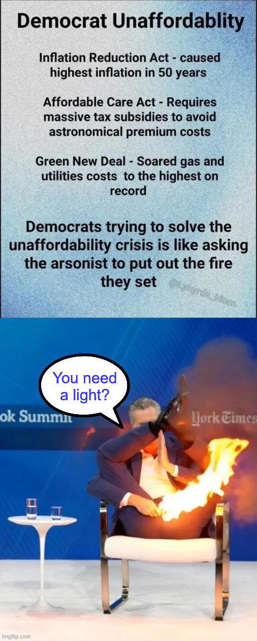 democrat unaffordability | You need a light? | image tagged in democrat,unaffordability | made w/ Imgflip meme maker