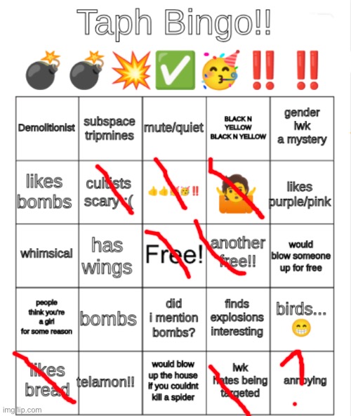 taph bingo | image tagged in taph bingo | made w/ Imgflip meme maker