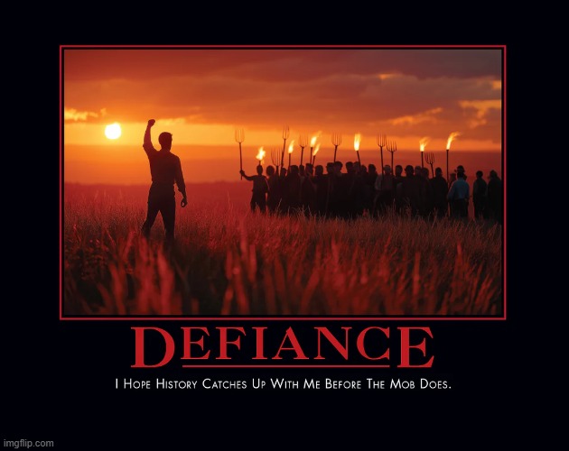 Defiance | image tagged in demotivationals,rebellion,rebel | made w/ Imgflip meme maker
