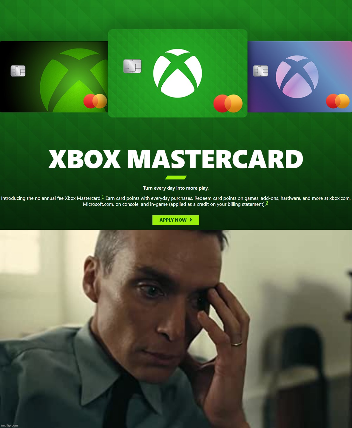 Video game console credit cards | image tagged in oppenheimer | made w/ Imgflip meme maker