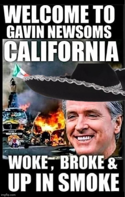 Greasy Gavin's Woke, Broke & Up in Smoke | image tagged in grease,gavin,arson,woke,broke | made w/ Imgflip meme maker