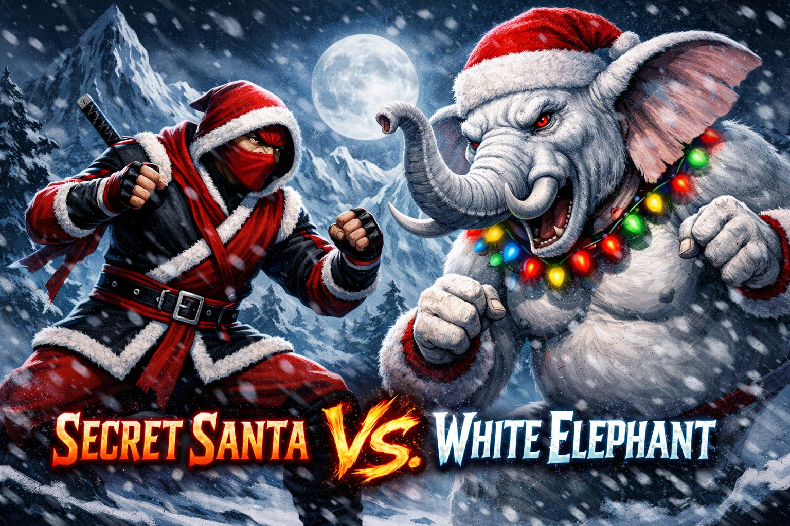 Secret Santa Vs. White Elephant Blank Meme Template