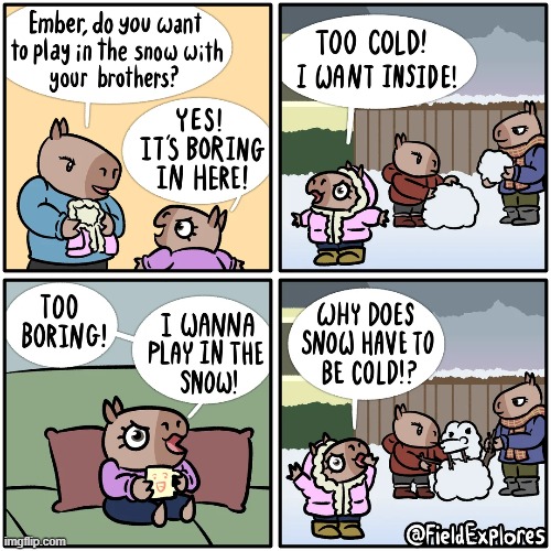 image tagged in capybara,capybaras,snow,play,cold,oof | made w/ Imgflip meme maker