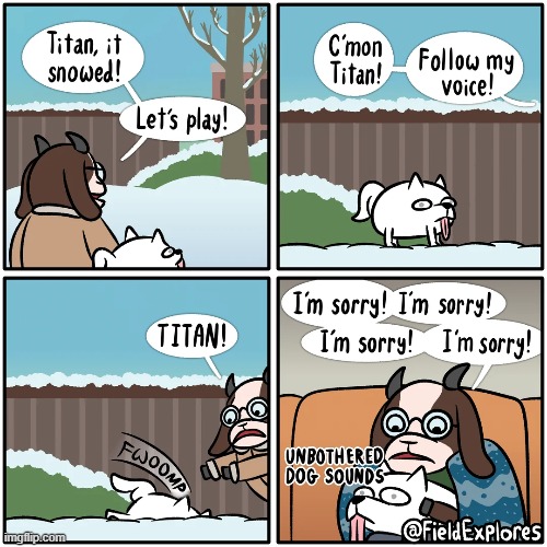 image tagged in goat,dog,snow,play,cold,oof | made w/ Imgflip meme maker