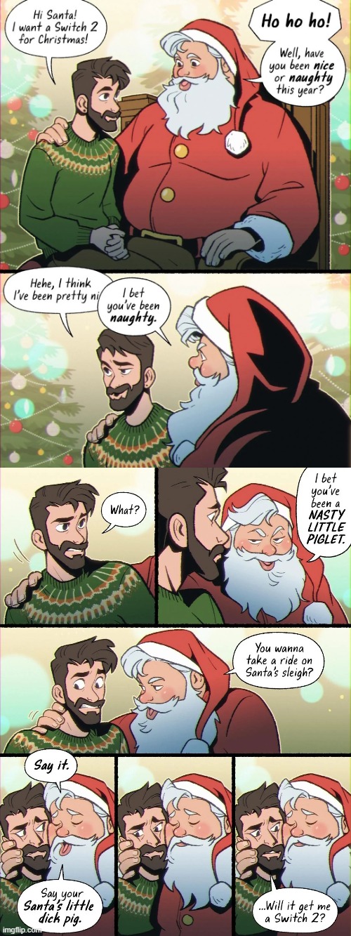 image tagged in santa claus,christmas,nintendo switch 2,naughty,piglet,sleigh | made w/ Imgflip meme maker