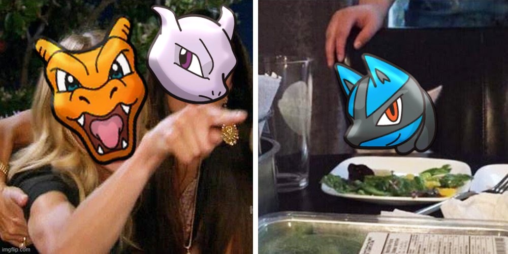 the dog got Mega Z form | image tagged in smudge the cat,pokemon memes,lucario,charizard,mewtwo,pokemon | made w/ Imgflip meme maker