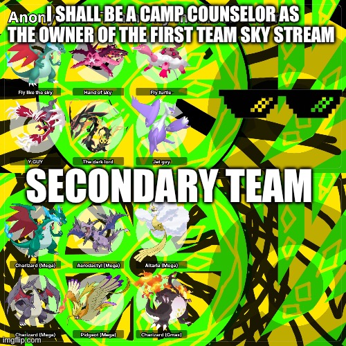 Yes im op | I SHALL BE A CAMP COUNSELOR AS THE OWNER OF THE FIRST TEAM SKY STREAM; SECONDARY TEAM | made w/ Imgflip meme maker