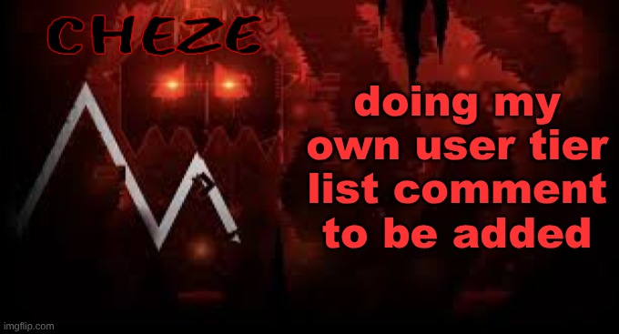 got my vowels and spacebar back | doing my own user tier list comment to be added | image tagged in cheze slaughterhouse temp | made w/ Imgflip meme maker