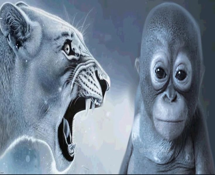 Lion yelling at monkey Blank Meme Template