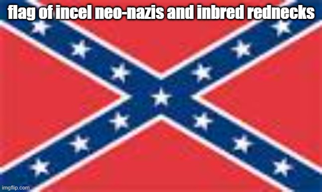 confederate flag | flag of incel neo-nazis and inbred rednecks | image tagged in confederate flag,incel,rebel flag,redneck,inbred,neo-nazis | made w/ Imgflip meme maker