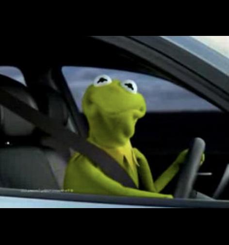 kermit the frog driving meme
