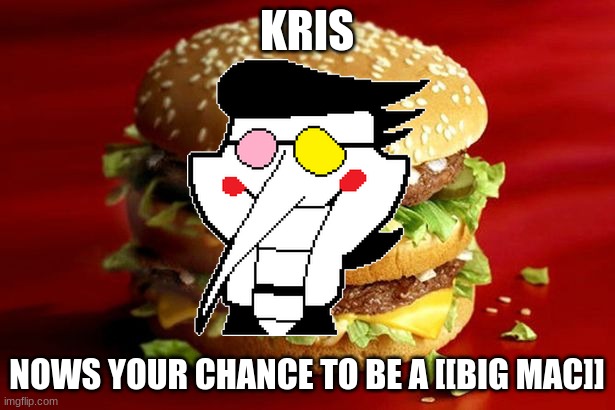 the big mac | KRIS; NOWS YOUR CHANCE TO BE A [[BIG MAC]] | image tagged in big mac | made w/ Imgflip meme maker