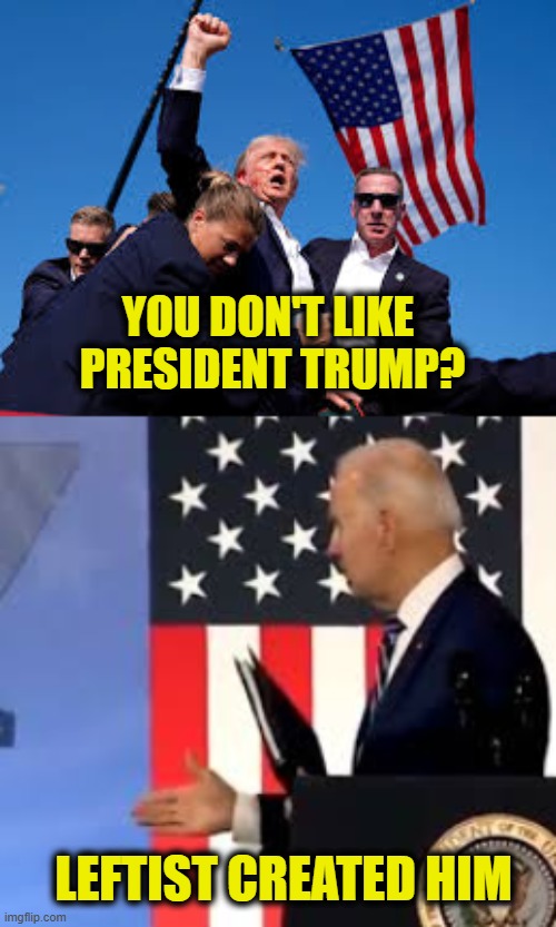 More Leftist Logic | YOU DON'T LIKE 
PRESIDENT TRUMP? LEFTIST CREATED HIM | image tagged in leftist | made w/ Imgflip meme maker