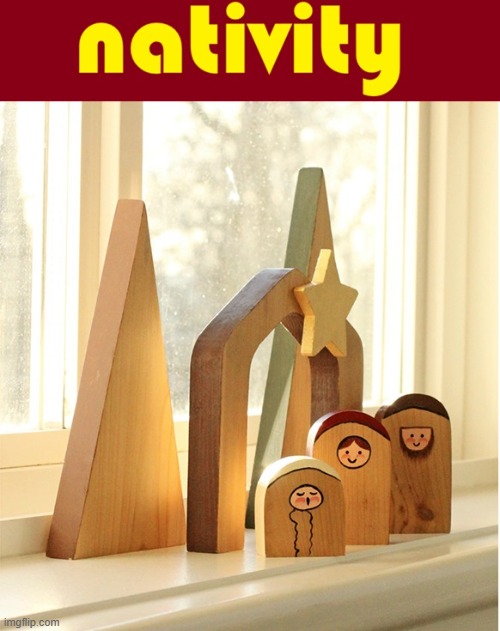 Felice Navidad | image tagged in vince vance,wooden,nativity,scene,carved,christmas | made w/ Imgflip meme maker