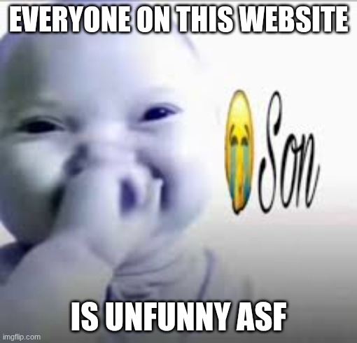 son | EVERYONE ON THIS WEBSITE; IS UNFUNNY ASF | image tagged in son | made w/ Imgflip meme maker