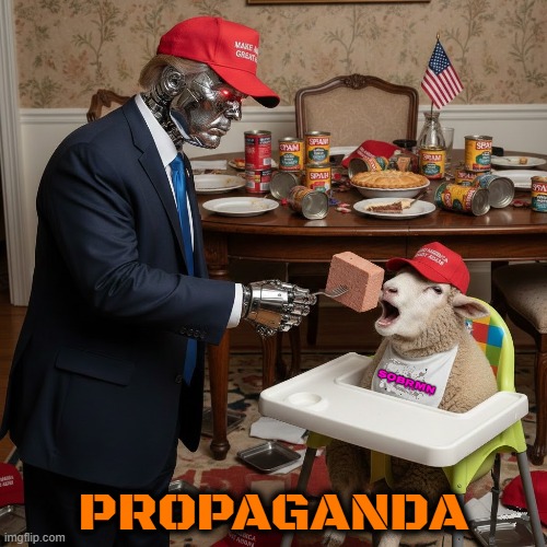 PROPAGANDA | SOBRMN; PROPAGANDA | image tagged in propaganda,trump,maga,sheep,spam,political lies | made w/ Imgflip meme maker