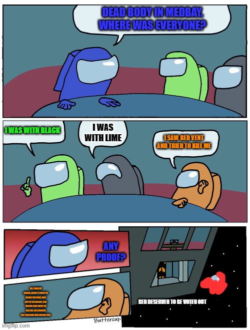 Orange is smart | DEAD BODY IN MEDBAY, WHERE WAS EVERYONE? I WAS WITH BLACK; I WAS WITH LIME; I SAW RED VENT AND TRIED TO KILL ME; ANY PROOF? SO, I WAS IN ADMIN, OKAY? I TRIED TO CLEAN THE VENT, AND OUT OF NO WHERE, RED VENTED AND TRIED TO KILL ME, SO I CLOSED THE TASK AND RAN FOR MY LIFE. RED DESERVED TO BE VOTED OUT | image tagged in among us meeting | made w/ Imgflip meme maker