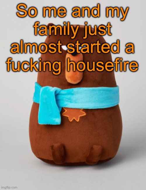 Luckily my father has quick reflexes | So me and my family just almost started a fucking housefire | image tagged in falstaff plush | made w/ Imgflip meme maker