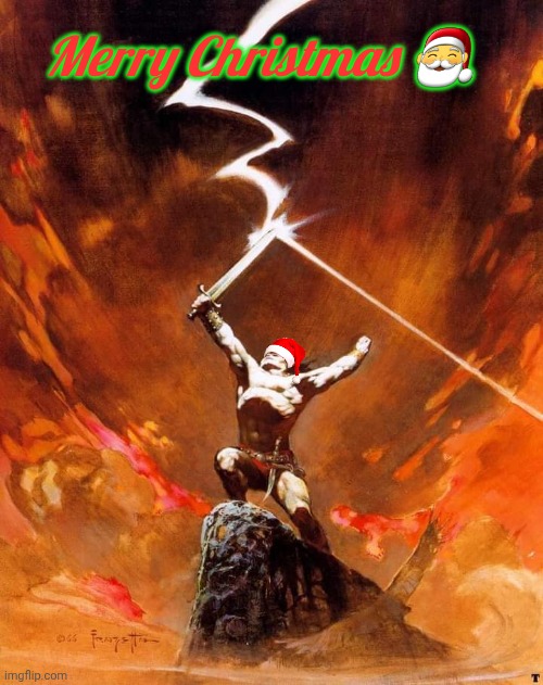 Santa on the Mountain | Merry Christmas 🎅 | image tagged in conan the barbarian,santa claus,merry christmas | made w/ Imgflip meme maker