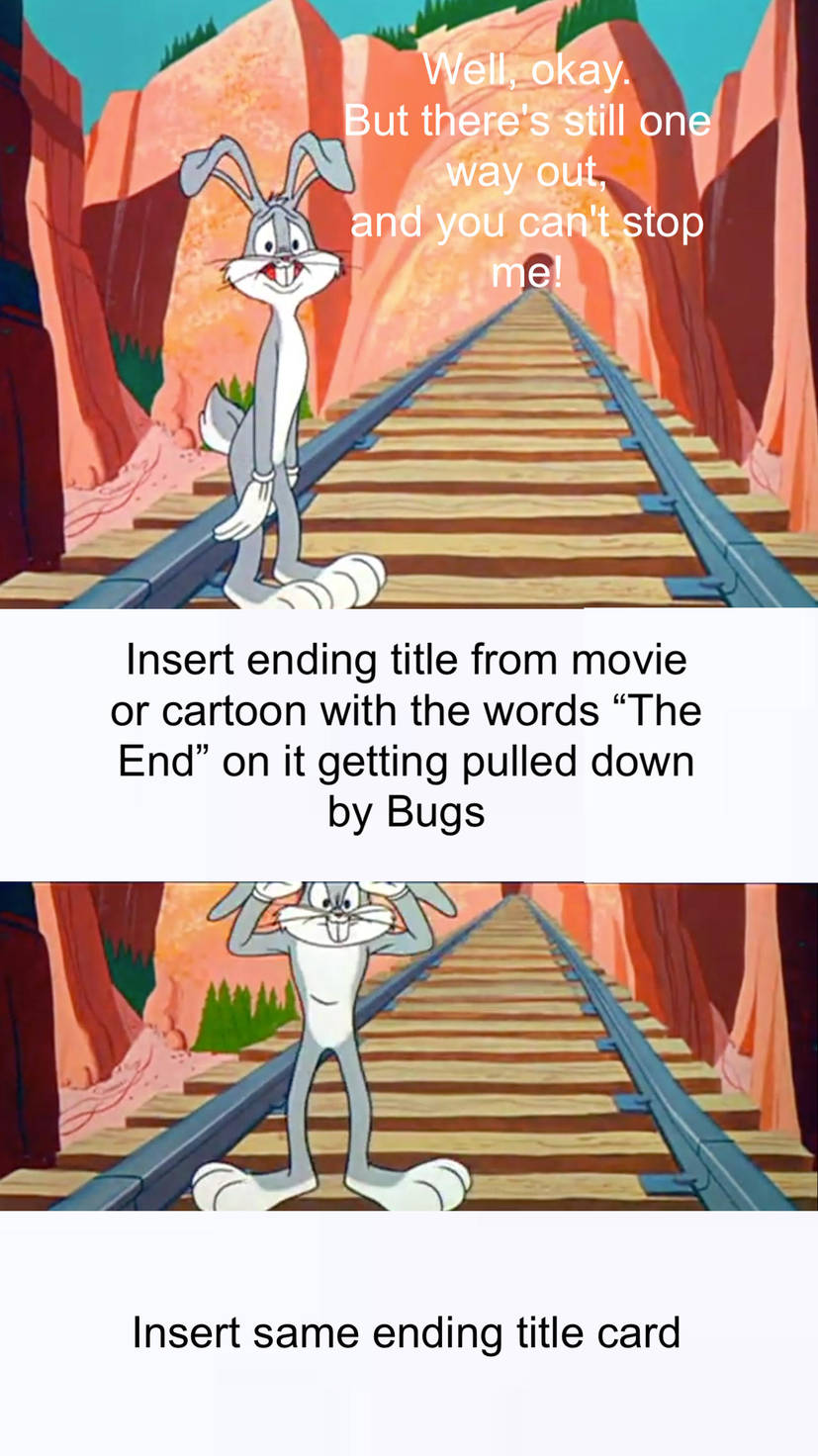 Bugs Bunny pulls down Ratatouille ending title card Blank Meme Template