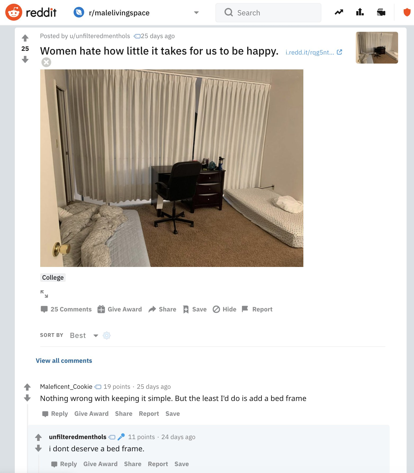 I don't deserve a bedframe Blank Meme Template