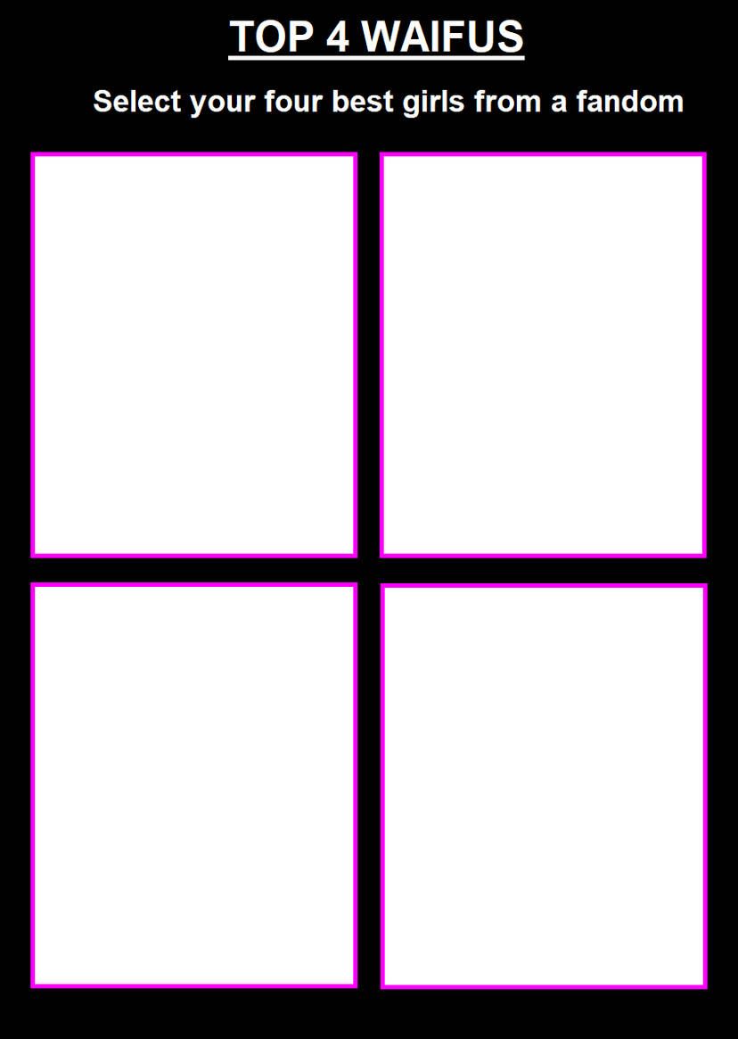 top 4 waifus Blank Meme Template