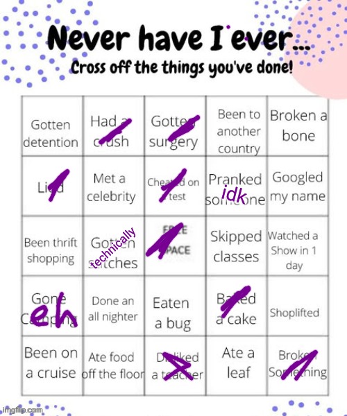 never have i ever o | idk; technically | image tagged in never have i ever o | made w/ Imgflip meme maker