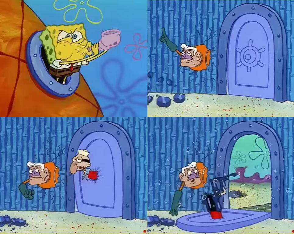 Spongebob Barnacle Boy Door Blank Meme Template