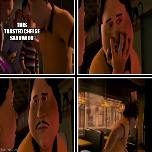 Monster house gamer eating | THIS TOASTED CHEESE SANDWICH | image tagged in monster house gamer eating | made w/ Imgflip meme maker