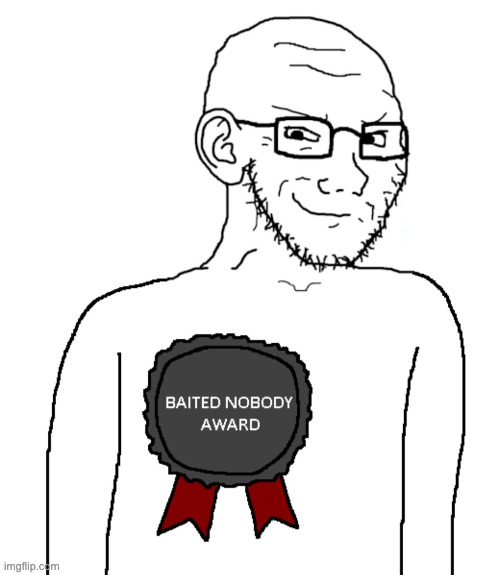 Baited Nobody Award | image tagged in baited nobody award | made w/ Imgflip meme maker